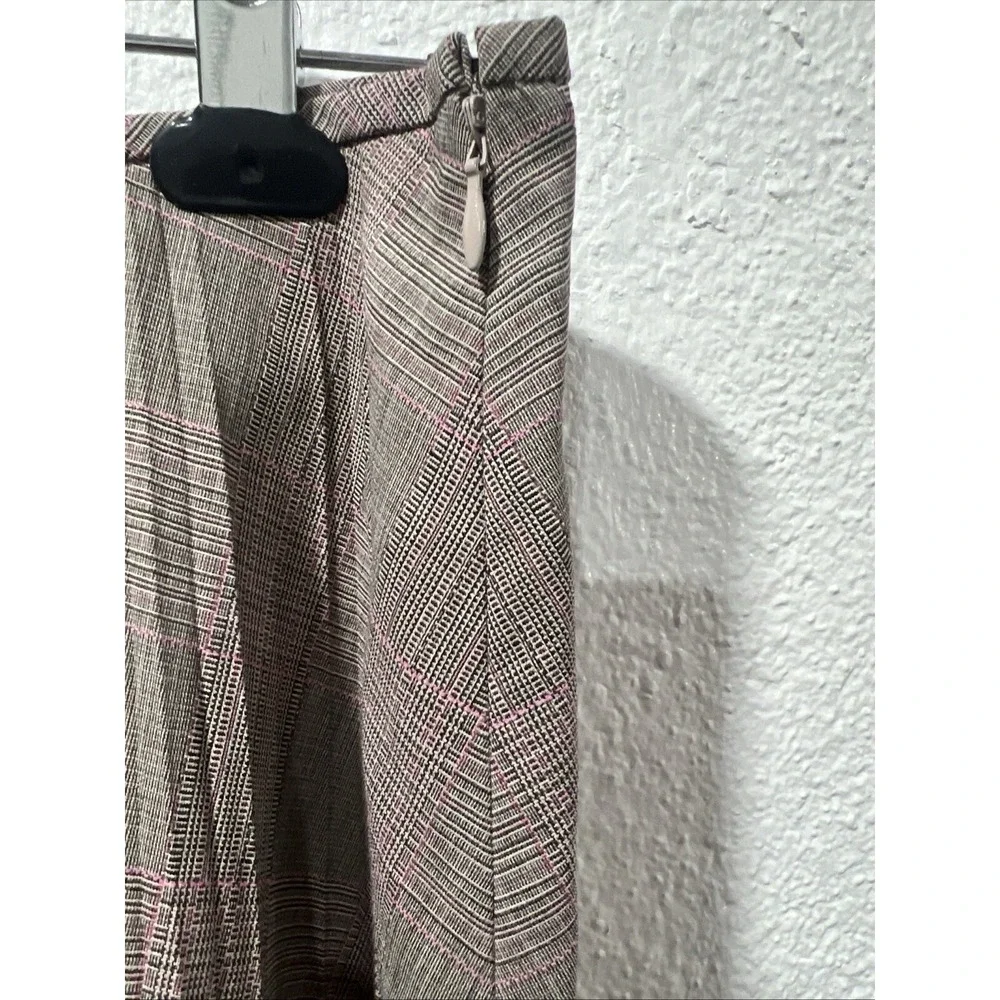 Plaid Pleated Plaid‎ Midi Skirt Size 10 Light Brown Pink A Line Wool Blend - Picture 11 of 12